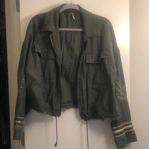 Green military style Free People jacket